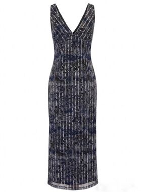 Vintage Pia Abstract Print Lace Up Back Maxi Dress sz L